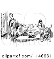 Poster, Art Print Of Retro Vintage Black And White Couple Dining