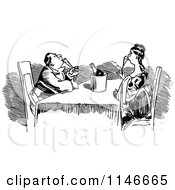 Poster, Art Print Of Retro Vintage Black And White Couple Drinking Champagne