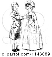 Clipart Of A Retro Vintage Black And White Young Man Proposing To A Lady Royalty Free Vector Illustration by Prawny Vintage