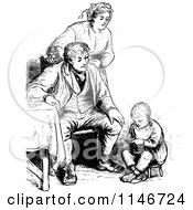 Poster, Art Print Of Retro Vintage Black And White Family And Boy Reading