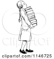 Retro Vintage Black And White Wig Boy Carrying Books