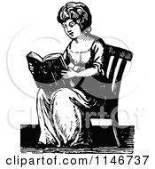 Poster, Art Print Of Retro Vintage Black And White Lady Reading