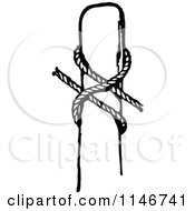 Clipart Of A Retro Vintage Black And White Clove Hitch Knot Royalty Free Vector Illustration
