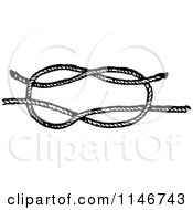 Clipart Of A Retro Vintage Black And White False Reef Knot Royalty Free Vector Illustration