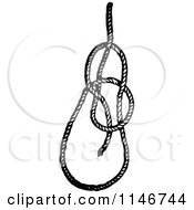 Clipart Of A Retro Vintage Black And White Bowline Knot Royalty Free Vector Illustration