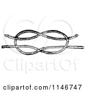 Clipart Of A Retro Vintage Black And White Reef Knot Royalty Free Vector Illustration