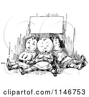 Poster, Art Print Of Retro Vintage Black And White Group Of Sleepy Kids Or Dolls