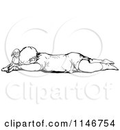 Clipart Of A Retro Vintage Black And White Sleeping Baby And Doll Royalty Free Vector Illustration