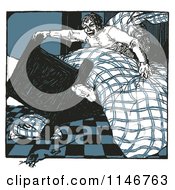 Clipart Of A Retro Vintage Man Tipping His Bed And A Mouse Running Royalty Free Vector Illustration