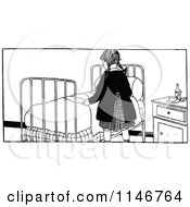 Poster, Art Print Of Retro Vintage Black And White Girl By A Bed