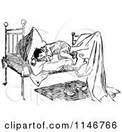 Poster, Art Print Of Retro Vintage Black And White Boy In Bed