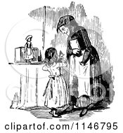 Poster, Art Print Of Retro Vintage Black And White Girl Showing Her Granny Her Puppet