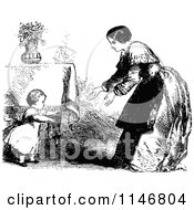 Poster, Art Print Of Retro Vintage Black And White Mother Reaching Out To Her Walking Toddler