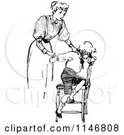 Poster, Art Print Of Retro Vintage Black And White Mother Outting Her Son In Time Out