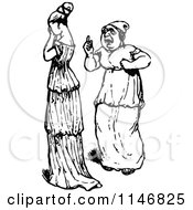 Clipart Of A Retro Vintage Black And White Woman Talking To A Sad Lady Royalty Free Vector Illustration