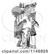 Poster, Art Print Of Retro Vintage Black And White Male Beggar And Woman