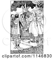 Poster, Art Print Of Retro Vintage Black And White Princess And Prince Getting Married