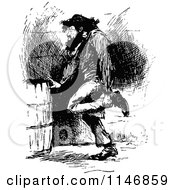 Poster, Art Print Of Retro Vintage Black And White Vagrant Man Rubbing His Ankle