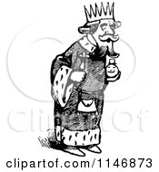 Clipart Of A Retro Vintage Black And White King Royalty Free Vector Illustration