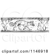 Retro Vintage Black And White Border Of A Wild Dog And Worm