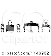 Clipart Of Retro Vintage Silhouetted Chairs And Tables Royalty Free Vector Illustration by Prawny Vintage