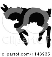 Clipart Of A Retro Vintage Silhouetted Running Lamb Royalty Free Vector Illustration