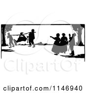 Clipart Of Retro Vintage Silhouetted People And A Dead Donkey Royalty Free Vector Illustration