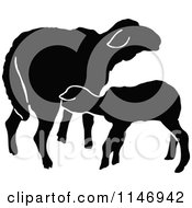 Clipart Of Retro Vintage Silhouetted Sheep Royalty Free Vector Illustration by Prawny Vintage