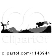 Clipart Of A Retro Vintage Silhouetted Racing Tortoise And Hare Royalty Free Vector Illustration