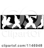 Poster, Art Print Of Retro Vintage Silhouetted Border Of Marching Clowns