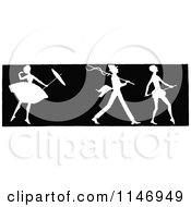 Poster, Art Print Of Retro Vintage Silhouetted Border Of A Ballerina And Men