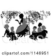 Poster, Art Print Of Retro Vintage Silhoueted Teacher And Circle Of Students