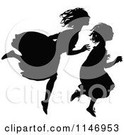 Poster, Art Print Of Retro Vintage Silhouetted Girls Running