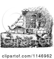 Poster, Art Print Of Retro Vintage Black And White Man Looking Through A Window At A Cat And Bird