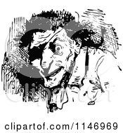Clipart Of A Retro Vintage Black And White Old Man 4 Royalty Free Vector Illustration