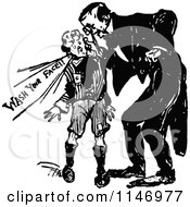 Poster, Art Print Of Retro Vintage Black And White Father Yelling In A Boys Ear To Wash His Face