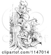Poster, Art Print Of Retro Vintage Black And White Lions Making A Ladder Up A Tree