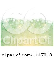Clipart Of A Green Bokeh Light And Christmas Snowflake Background With White Grunge Royalty Free Vector Illustration by KJ Pargeter