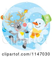 Poster, Art Print Of Happy Christmas Reindeer And Snowman