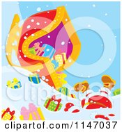 Poster, Art Print Of Santa And Christmas Gifts Scattered Around A Crashed Sleigh