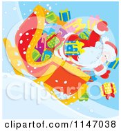 Poster, Art Print Of Santa And Christmas Gifts Tumbling Out Of A Sleigh