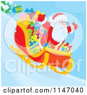 Poster, Art Print Of Santa And Christmas Gifts In A Sleigh