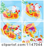 Poster, Art Print Of Scenes Of Santa And Christmas With A Sleigh