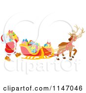 Poster, Art Print Of Santa Loading Christmas Gifts Into His Sleigh