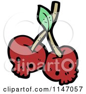 Cartoon Of Red Skull Cherries Royalty Free Vector Clipart