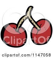 Cartoon Of Red Cherries Royalty Free Vector Clipart by lineartestpilot