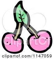 Cartoon Of Pink Cherries Royalty Free Vector Clipart
