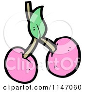 Cartoon Of Pink Cherries Royalty Free Vector Clipart by lineartestpilot