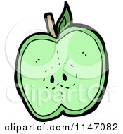 Cartoon Of A Halved Green Apple Royalty Free Vector Clipart by lineartestpilot