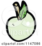 Cartoon Of A Green Apple Royalty Free Vector Clipart by lineartestpilot